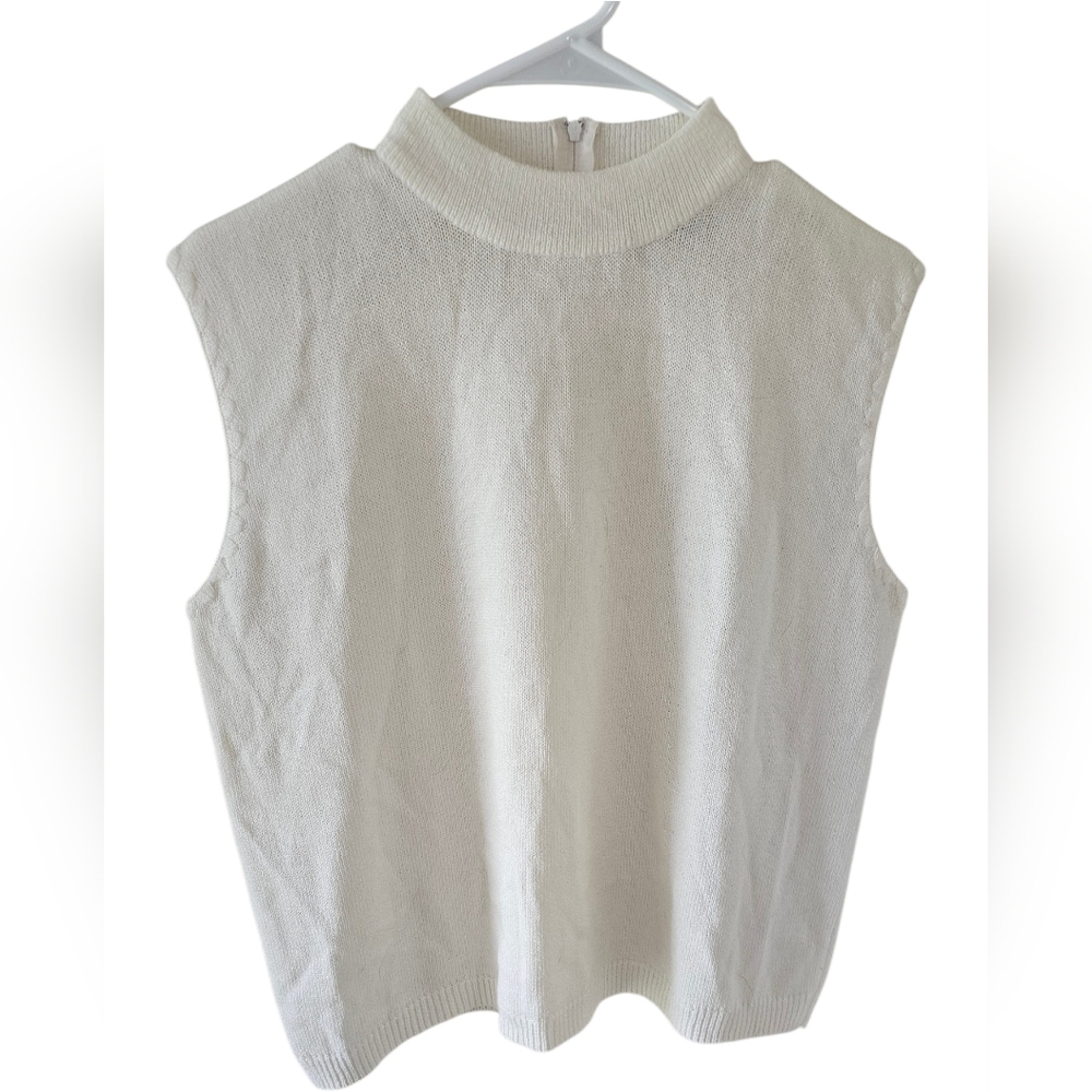 San Remo by Laura Knits Vintage Mock Neck Sleeveless Sweater Vest NWOT L